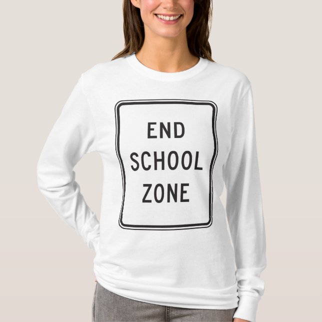 End School Zone Traffic Sign T Shirt (Framsida)