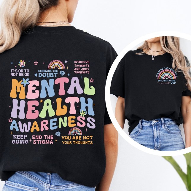 End the Stigma Around OCD Retro Mental Health T Shirt (Skapare uppladdad)