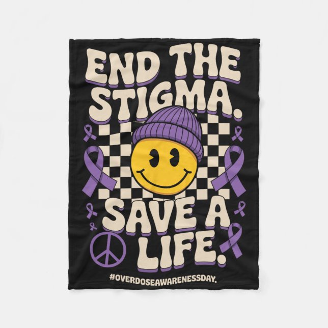 End The Stigma Save A Life Groovy Overdose Awarene Fleecefilt (Framsidan)