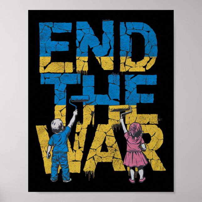 End The War Graffiti Children Support Zelensky Ukr Poster (Framsidan)