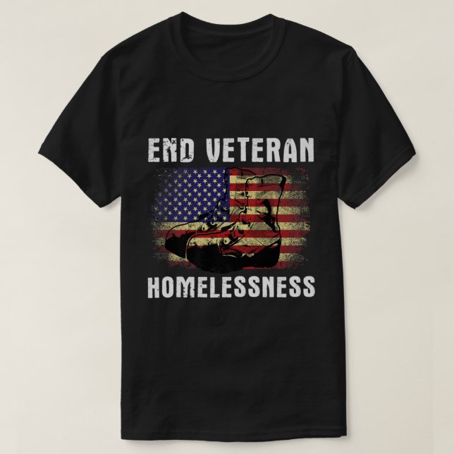 End Veteran Homelessness Vet American Flag Homeles T Shirt (Design framsida)
