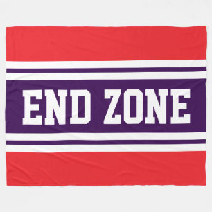 END ZON Bright Red Lila White Football Rand Fleecefilt