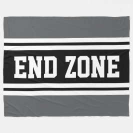 END ZON Sporty Grått Black White Football Rand Fleecefilt