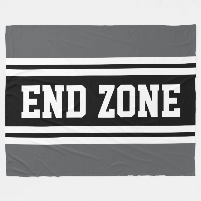 END ZON Sporty Grått Black White Football Rand Fleecefilt (Framsidan (Horisontell))