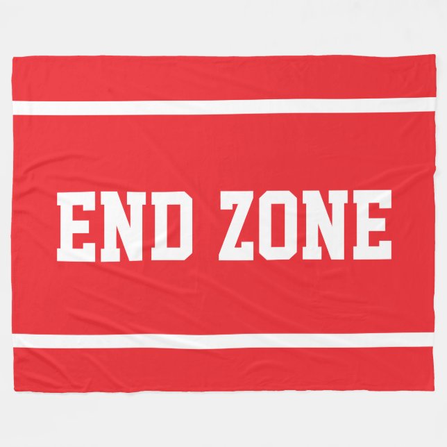 END ZONE Bold Bright Red Sporty White Text Stripes Fleecefilt (Framsidan (Horisontell))