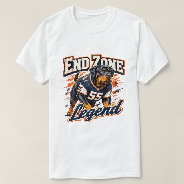 End Zone Legend Rottweiler Fotboll T Shirt (Design framsida)