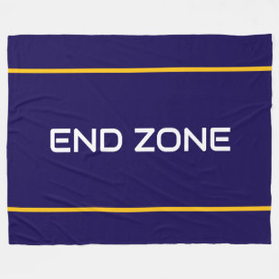 END ZONE Rolig Text Gul Orange Marinblå Ränder Fleecefilt