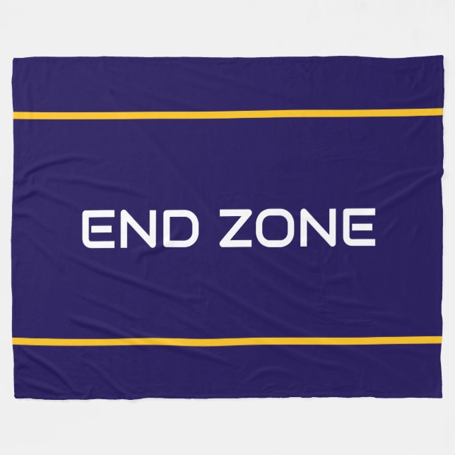 END ZONE Rolig Text Gul Orange Marinblå Ränder  Fleecefilt (Framsidan (Horisontell))