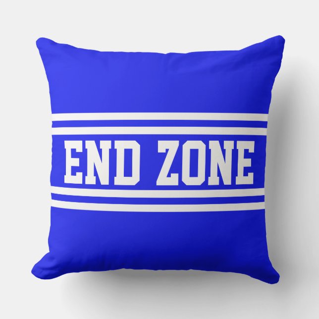 END ZONE Royal Blue Athletic White Racing Stripes Kudde (Framsida)