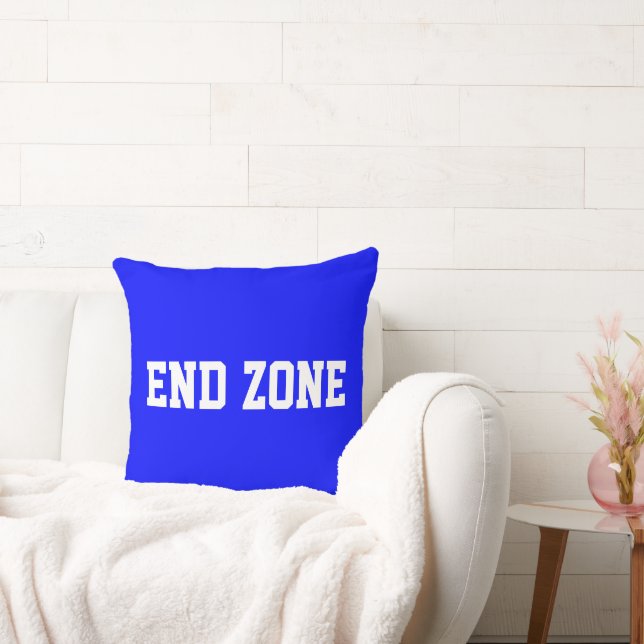END ZONE Sporty Athletic 70s Text On Royal Blue Kudde (Soffa)