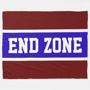 END ZONT Fet Deep Red White Blått Rand Fleecefilt
