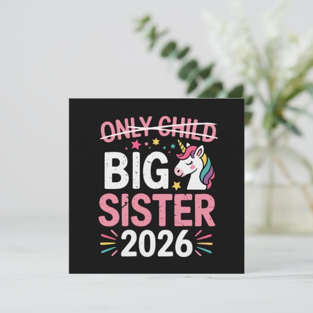 Enda barn överstruket Stor syster 2026 Graviditet Inbjudningar (Stående Fram)
