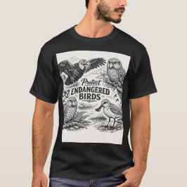 Endangered Avian Art: Minimalist B&W Conservation T Shirt
