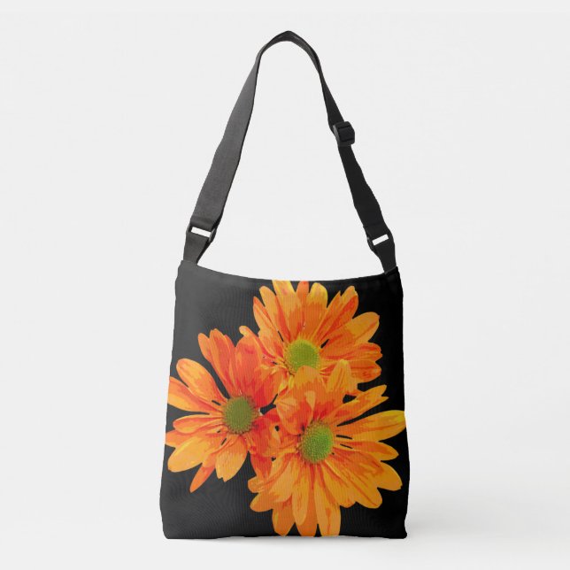 Endast 3 Gerbera-Blommar + din backgr. & idéer Axelväska (Framsida)