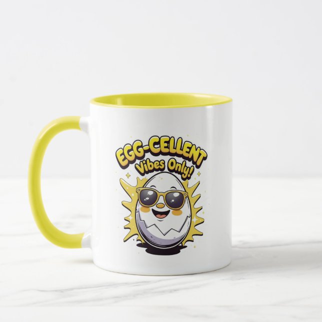 Endast äggcellens Vibes! Funny Cute Egg Pun Coffee Mugg (Vänster)