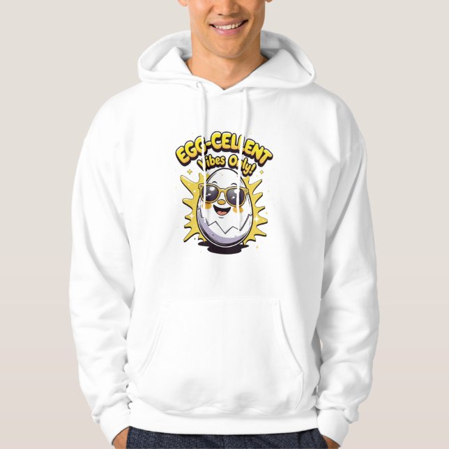 Endast äggcellens Vibes! Funny Cute Egg Pun Hoodie (Framsida)