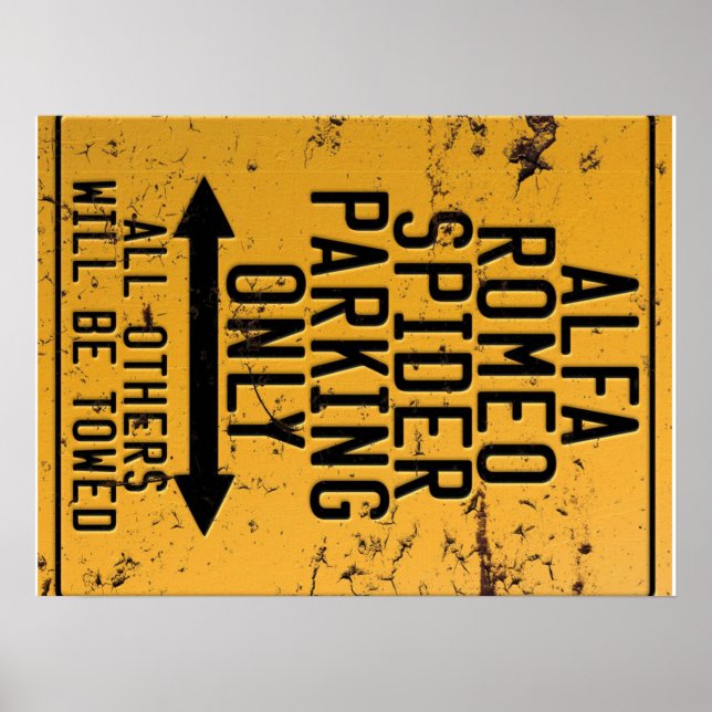 Endast Alfa Romeo Spider Parking Poster (Framsidan)