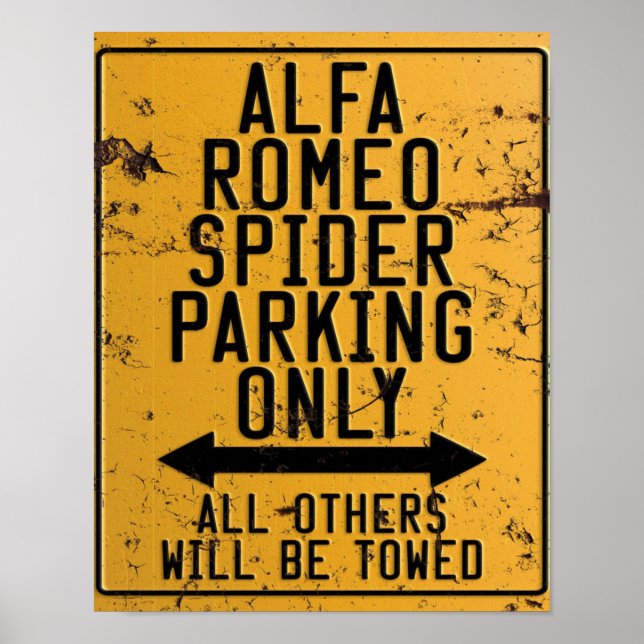 Endast Alfa Romeo Spider Parking Poster (Framsidan)