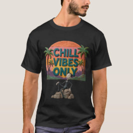 Endast Avslappnade Vibrationer Retro Solnedgång Es T Shirt