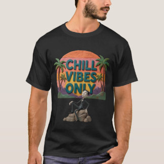 Endast Avslappnade Vibrationer Retro Solnedgång Es T Shirt