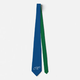 Endast bakgrunden Färg - blå grönt + monogram Slips