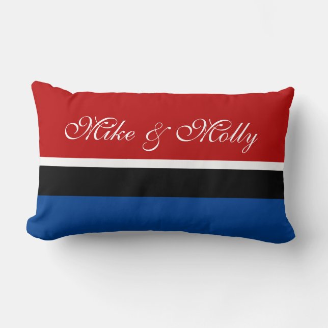 Endast bakgrunden till Färg - röd + dina idéer Lumbarkudde (Framsida)