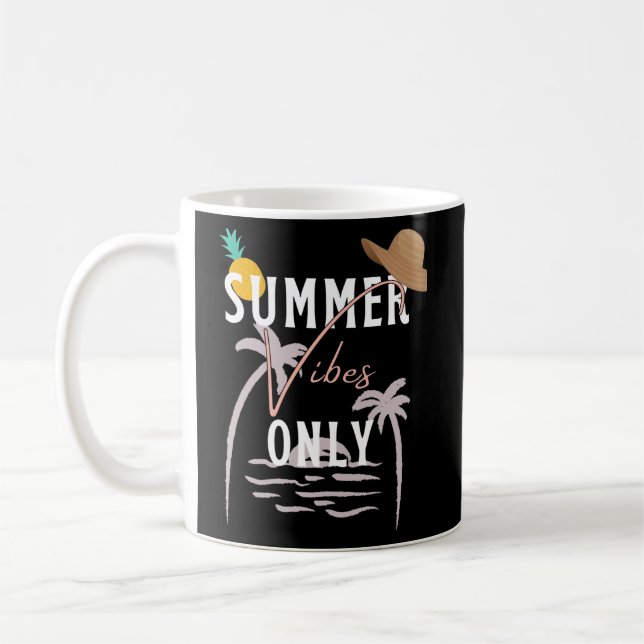 Endast Beach för Cute Summer Vibes Kaffemugg (Vänster)