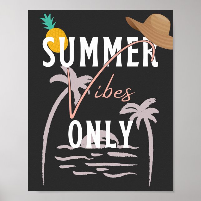 Endast Beach för Cute Summer Vibes Poster (Framsidan)