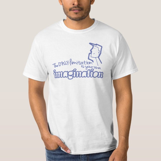 Endast begränsa bilderna blå på vit t-shirt (Framsida)