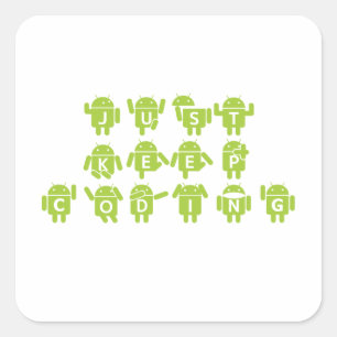 Endast Behålla-kodning (Kryp Droid Brev Font) Fyrkantigt Klistermärke