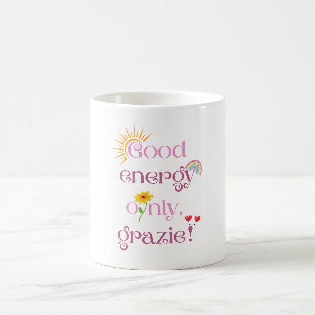 Endast bra energi, grazie! kaffemugg (Center)
