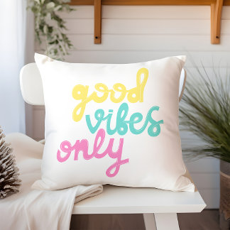 Endast bra vibes | Positivitet Groovy Colorful Kudde
