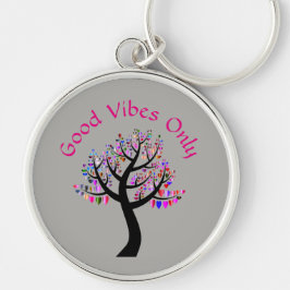 Endast bra vibes rund silverfärgad nyckelring