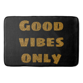 Endast bra vibes | Svart och Golden Glitter Badrumsmatta
