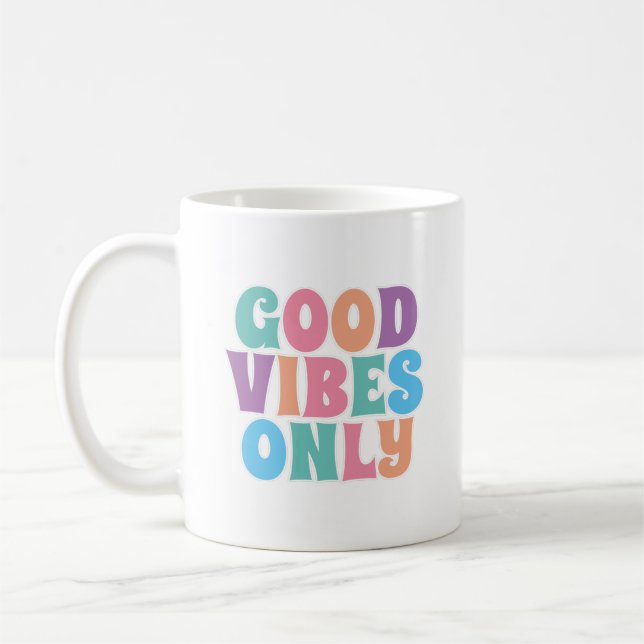 Endast bra vibrationer  kaffemugg (Vänster)