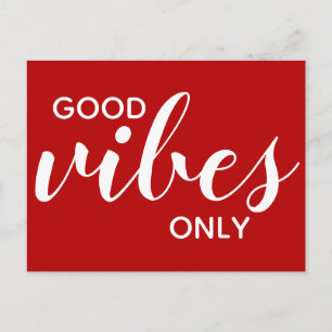 Endast Bra Vibrationer Positivitet Affirmation Röd Vykort