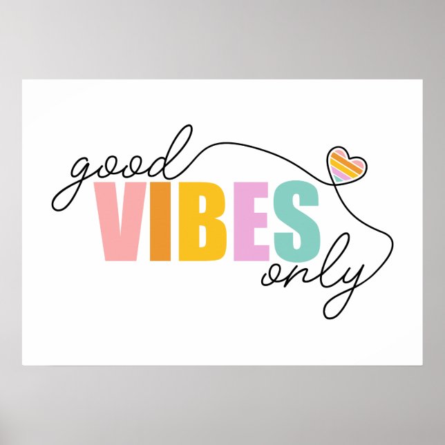 Endast Bra Vibrationer Regnbåge Hjärtat Poster (Framsidan)