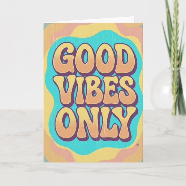 Endast bra vibrationer retro groovy stil kort (Framsida)