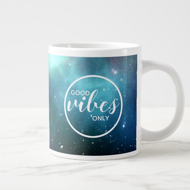 Endast Bra Vibrationer Snygg Galaxy Rymd Typografi Jumbo Mugg (Höger)