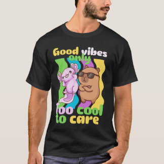 Endast Bra Vibrationer Söt Axolotl och Capybara Co T Shirt