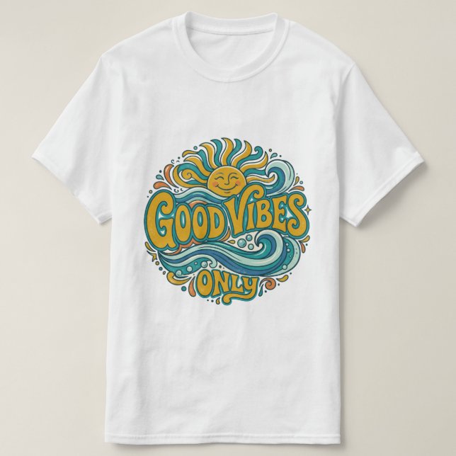 Endast Bra Vibrationer Tröja Positiv Retro Sol T-s (Design framsida)