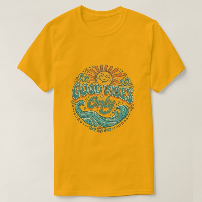 Endast Bra Vibrationer Tröja Positiv Retro Sol T-s (Design framsida)