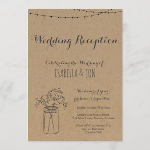 Endast bröllopsreception Rustikt kraftpapper Inbjudningar
