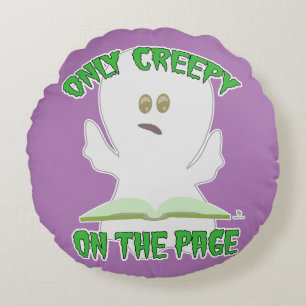 Endast Creepy på Page Horror Funny Ghost Writer Rund Kudde