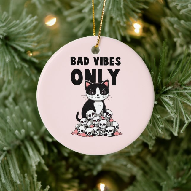 Endast dåliga vibes - Katt & Döskallar Julgransprydnad Keramik (Träd)