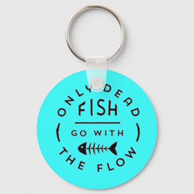 ENDAST DÖD FISK MED FLÖDESMOTTOTYPOGRAFI A NYCKELRING (Framsida)