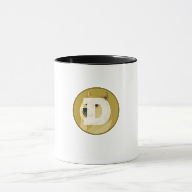 Endast Dogecoin Hund Logotyp Image Mugg (Center)