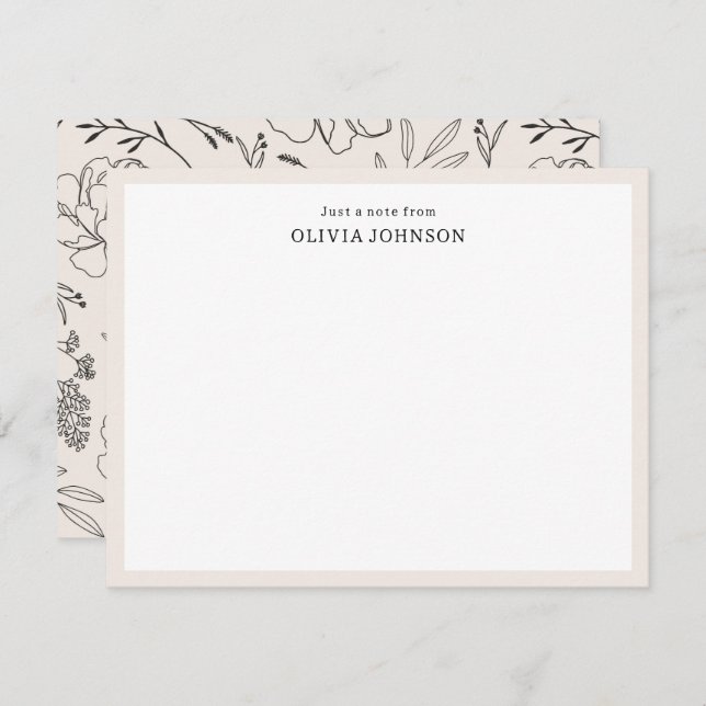 Endast en anteckning från Gräns Boho Flowers-antec Anteckningskort (Fram/baksida)