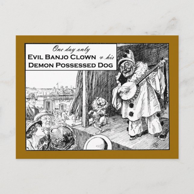 Endast en dag: Evil Banjo Clown Vykort (Framsida)