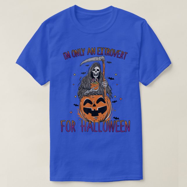 Endast en etrovert på Halloween Reaper Pumpkin T Shirt (Design framsida)